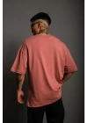 Erkek 24/1 Düz A Kalite Oversize T-shirt - Gül Kurusu