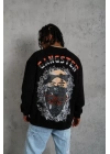 Erkek 3 İplik Gangster Baskılı Sweatshirt - Siyah