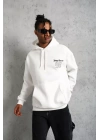 Erkek 98 Baskılı Kapşonlu Sweat - Beyaz