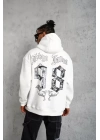 Erkek 98 Baskılı Kapşonlu Sweat - Beyaz