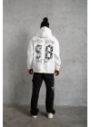 Erkek 98 Baskılı Kapşonlu Sweat - Beyaz