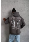 Erkek 98 Baskılı Kapşonlu Sweat - Gri