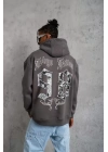 Erkek 98 Baskılı Kapşonlu Sweat - Gri