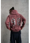 Erkek 98 Baskılı Kapşonlu Sweat - Gül Kurusu