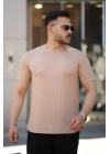 Erkek Ağaç Kabuğu Desenli Kısa Kollu T-shirt