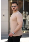 Erkek Ağaç Kabuğu Desenli Kısa Kollu T-shirt