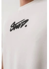 Erkek Baskılı Oversize T-shirt - Beyaz