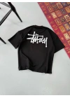 Erkek Baskılı Oversize T-shirt - Siyah