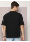 Erkek Baskılı Oversize T-shirt - Siyah