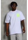Erkek Baskılı T-Shirt Kısa Kol Bisiklet Yaka Regular Fit Rahat Kalıp Günlük Tişört - Beyaz