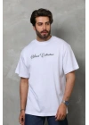 Erkek Baskılı T-Shirt Kısa Kol Bisiklet Yaka Regular Fit Rahat Kalıp Günlük Tişört - Beyaz
