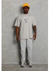 Erkek Baskılı T-Shirt Kısa Kol Bisiklet Yaka Regular Fit Rahat Kalıp Günlük Tişört - Gri