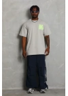 Erkek Baskılı T-Shirt Kısa Kol Bisiklet Yaka Regular Fit Rahat Kalıp Günlük Tişört - Gri