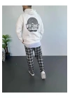 Erkek Baskılı Üç İplik Kapüşonlu Oversize Sweatshirt - Beyaz