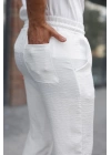 Erkek Beli Lastikli Pera Keten Pantolon