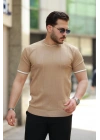 Erkek Bisiklet Yaka çizgi Desenli Ribanalı Kısa Kollu Tshirt