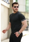 Erkek Bisiklet Yaka Ribanalı Kısa Kollu Tshirt