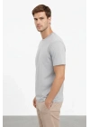 Erkek Bisiklet Yaka Tişört Regular Kalıp Basic Pamuklu Günlük Kullanım T-shirt - Gri