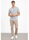 Erkek Bisiklet Yaka Tişört Regular Kalıp Basic Pamuklu Günlük Kullanım T-shirt - Gri