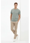 Erkek Bisiklet Yaka Tişört Regular Kalıp Basic Pamuklu Günlük Kullanım T-shirt - Mint Yeşili