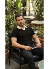 Erkek Desenli Kısa Kollu Triko Tişört - %100 Pamuk Akrilik