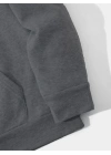 Erkek Düz Kapüşonlu Sweat - Füme