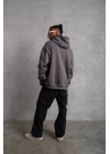 Erkek Düz Kapüşonlu Sweat - Gri