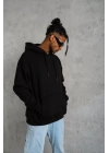 Erkek Düz Kapüşonlu Sweat - Siyah