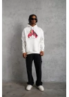 Erkek Eldiven Baskılı Kapüşonlu Sweat - Beyaz