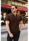 Erkek Fermuarlı Yakalı Kısa Kollu Tshirt