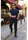Erkek Fermuarlı Yakalı Kısa Kollu Tshirt