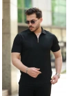 Erkek Fermuarlı Yakalı Kısa Kollu Tshirt