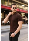 Erkek Fermuarlı Yakalı Kısa Kollu Tshirt