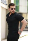 Erkek Fermuarlı Yakalı Kısa Kollu Tshirt