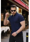 Erkek Fermuarlı Yakalı Kısa Kollu Tshirt