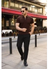 Erkek Fermuarlı Yakalı Kısa Kollu Tshirt