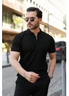 Erkek Fermuarlı Yakalı Kısa Kollu Tshirt