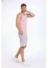 Erkek Fitilli Atlet Sıfır Yaka Slim Fit Arka Baskılı Spor Atlet - Pembe