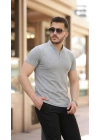 Erkek Hakim Yaka Dokuma Pamuklu Kumaş Kısa Kollu T-shirt