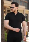 Erkek Hakim Yaka Dokuma Pamuklu Kumaş Kısa Kollu T-shirt