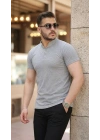 Erkek Hakim Yaka Dokuma Pamuklu Kumaş Kısa Kollu T-shirt