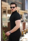 Erkek Hakim Yaka Dokuma Pamuklu Kumaş Kısa Kollu T-shirt