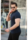 Erkek Hakim Yaka Dokuma Pamuklu Kumaş Kısa Kollu T-shirt