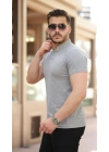 Erkek Hakim Yaka Dokuma Pamuklu Kumaş Kısa Kollu T-shirt