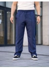 Erkek Keten Cepli Çıma Dikişli Jogger Buggy Pantalon Rahat Kalıp - Lacivert