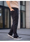 Erkek Keten Cepli Çıma Dikişli Jogger Buggy Pantalon Rahat Kalıp - Siyah