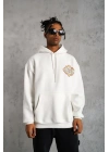 Erkek Kilim Desen Kapüşonlu Sweat- Beyaz