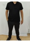 Erkek Kısa Kollu Hakim Yaka önü Düğmeli Viskon Bluz