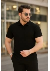Erkek Kısa Kollu Yakalı çizgi Desenli Triko Bluz