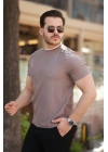 Erkek Omuzlar çizgi Detaylı Kısa Kollu T-shirt